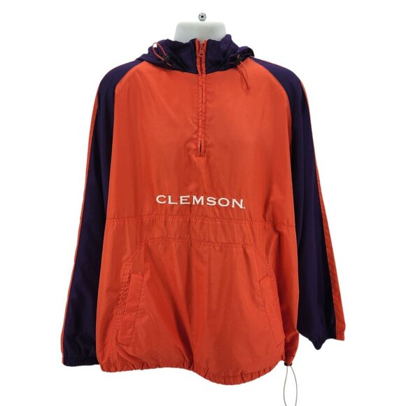 Vintage Clemson Mens XL Jacket Windbreaker Red Oak Sportswear Hooded 1/4 Zip - Picture 14 of 14